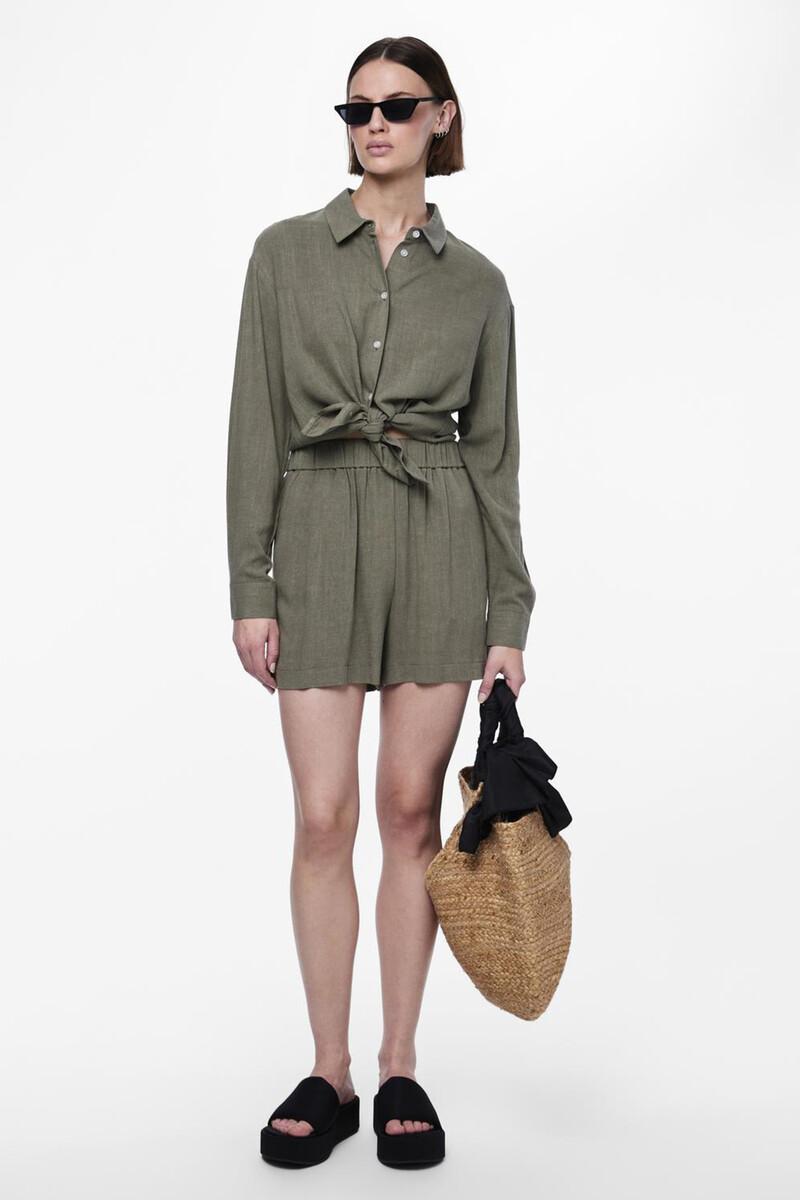women'secret Pantalón corto de lino con cintura elástica