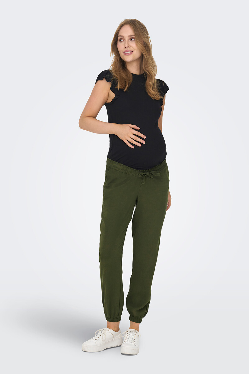 women'secret Pantalón holgado premamá barriga alta y ajuste a la cintura con cordón