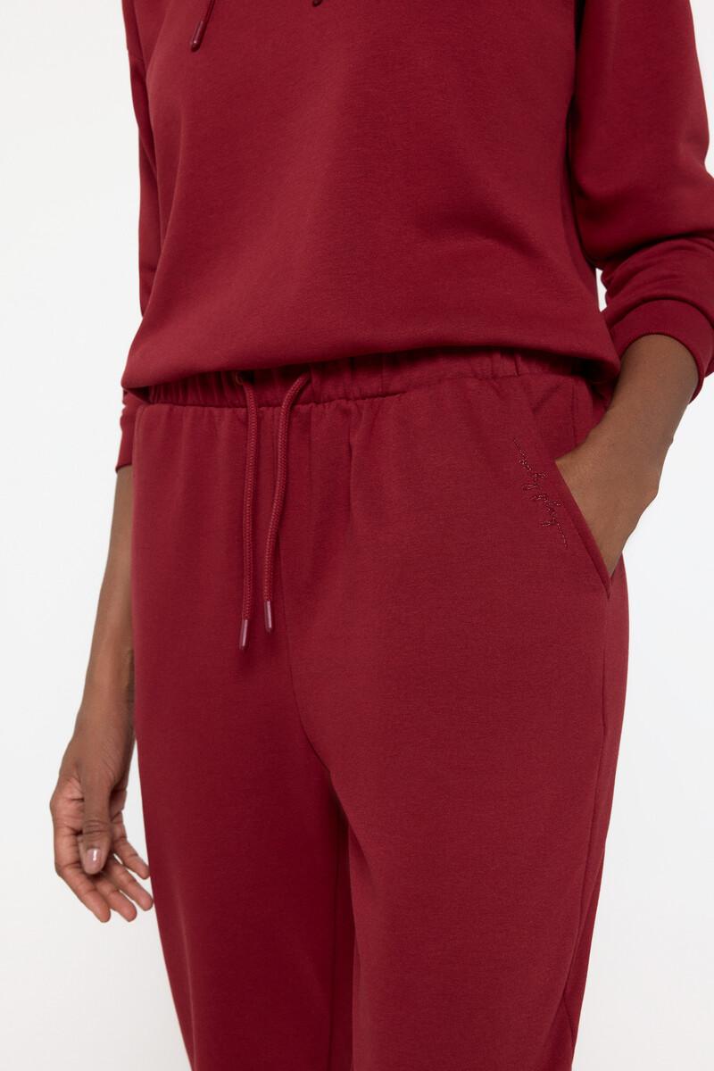 Women'secret Pantalón Jogger Suave De Cintura Alta Y Bolsillos Laterales Color Granate