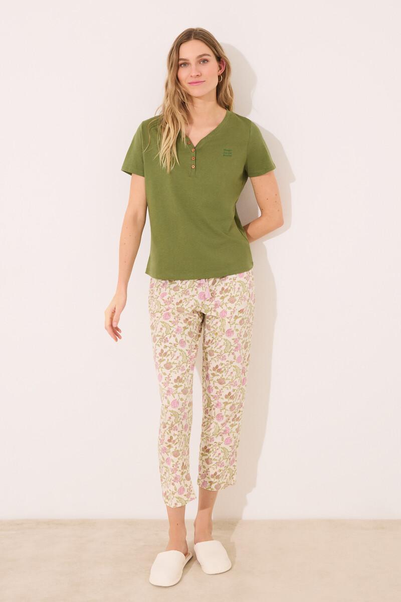 Women'secret Pantalón Largo Carrot 100% Algodón Flores
