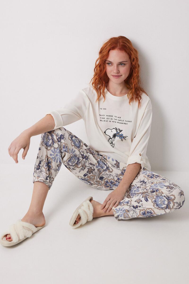 women'secret Pantalón largo carrot 100% algodón flores