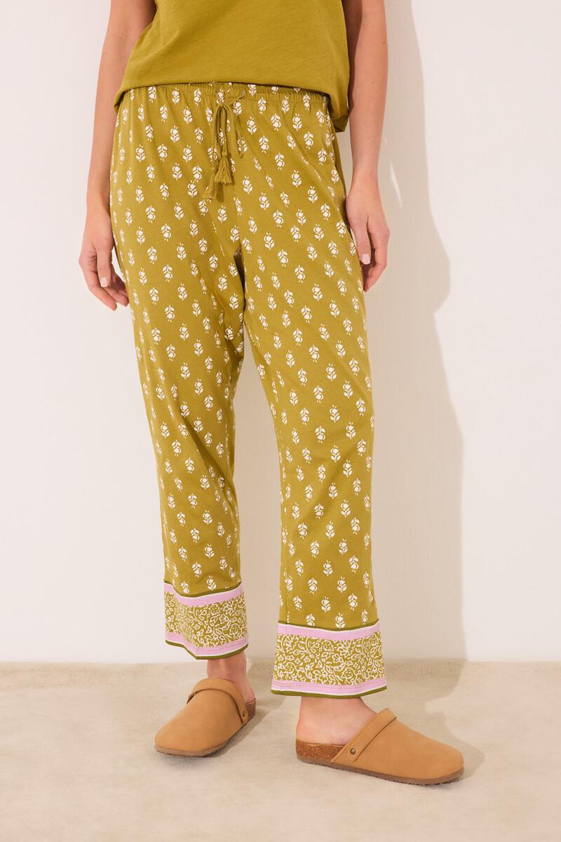 Women'secret Pantalón Largo Carrot 100% Algodón Sellos