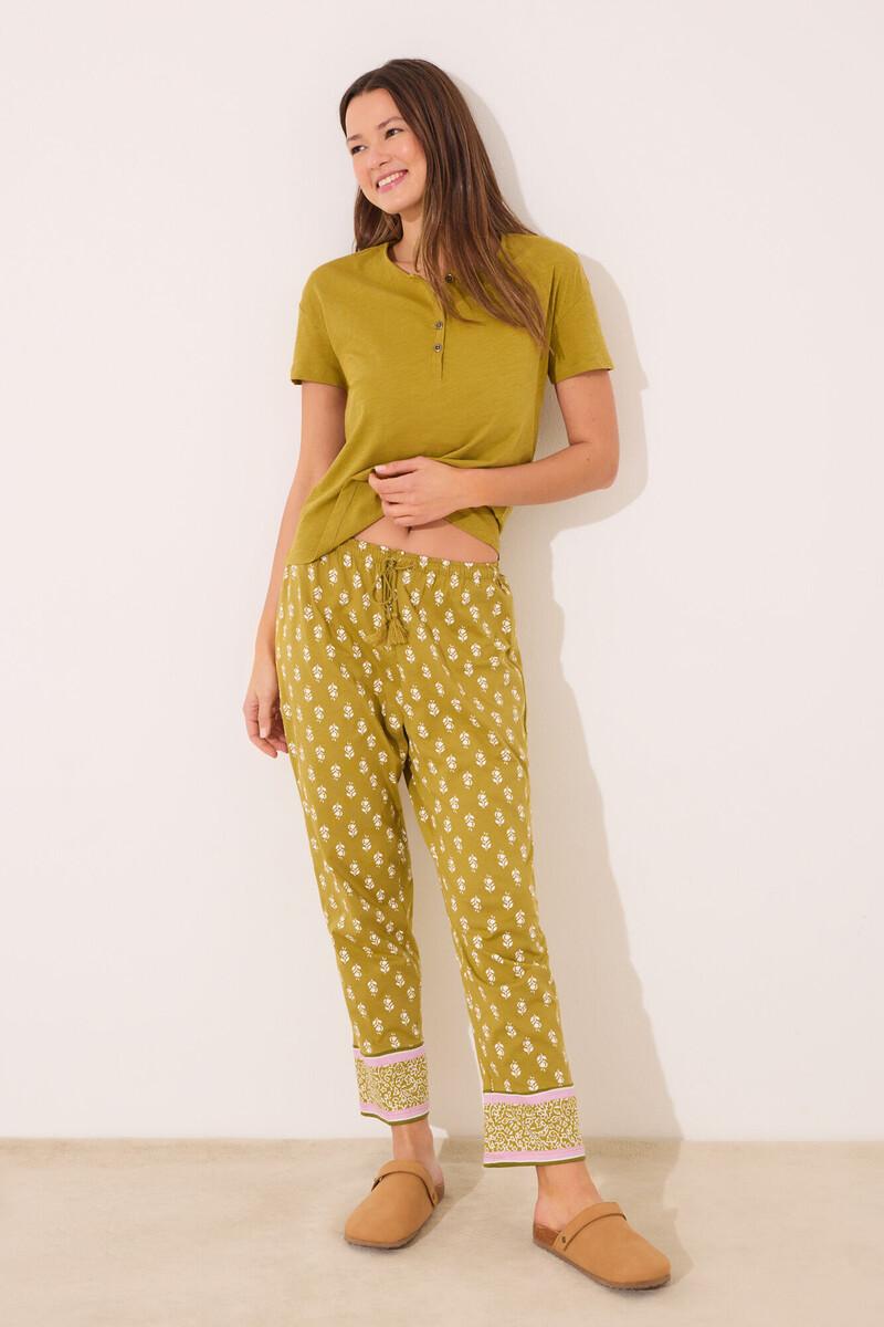 women'secret Pantalón largo carrot 100% algodón sellos