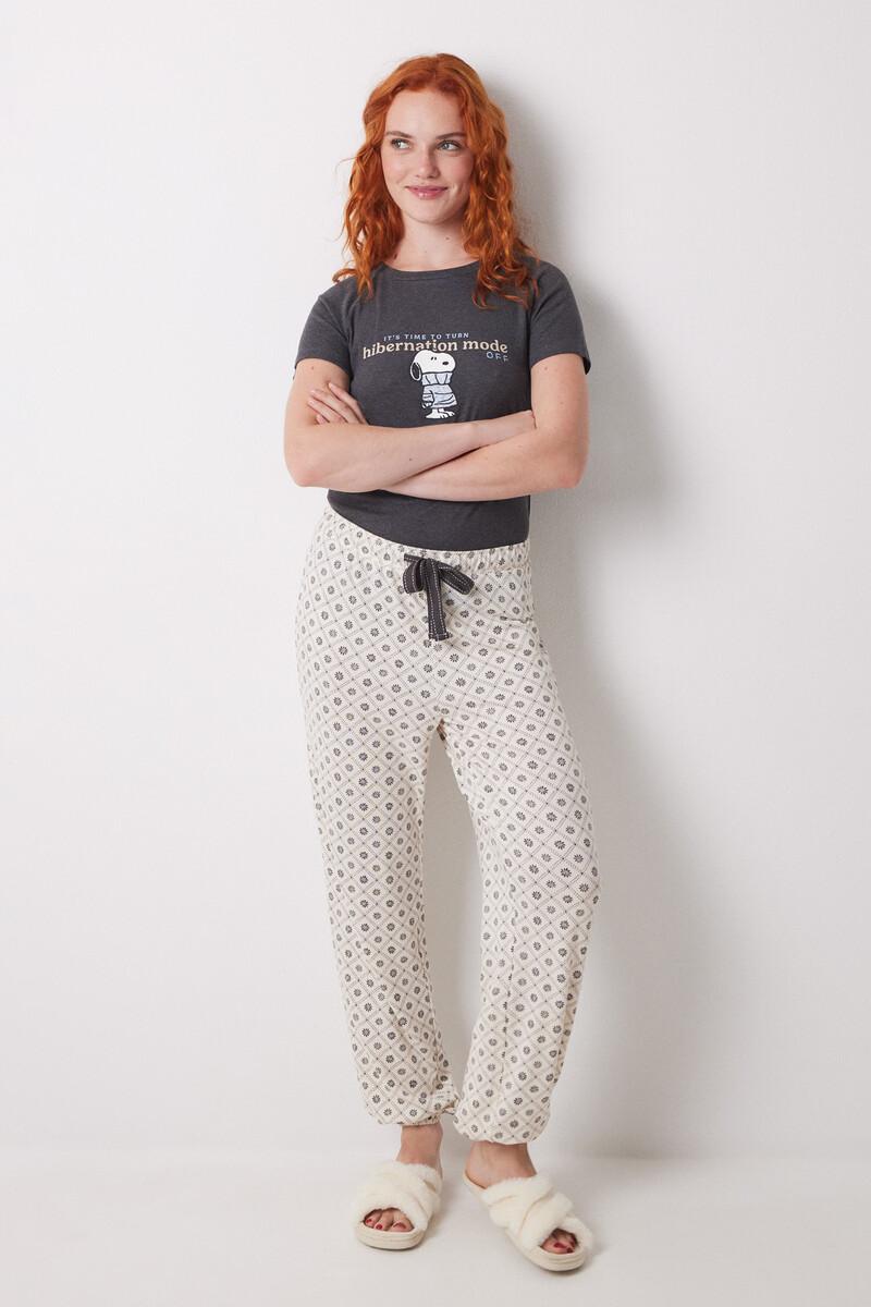 Women'secret Pantalón Largo Carrot Estampado Cuadros Y Flores