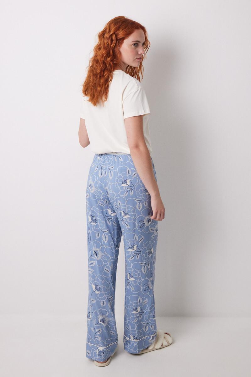 Women'secret Pantalón Largo Estampado Flores Azules