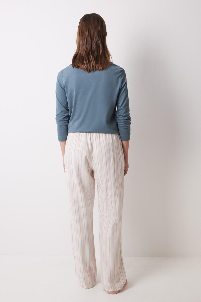 Women'secret Pantalón Largo Franela Rayas Multicolor