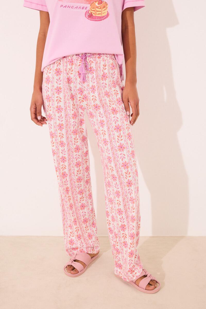 Women'secret Pantalón Largo Lounge 100% Algodón Flores