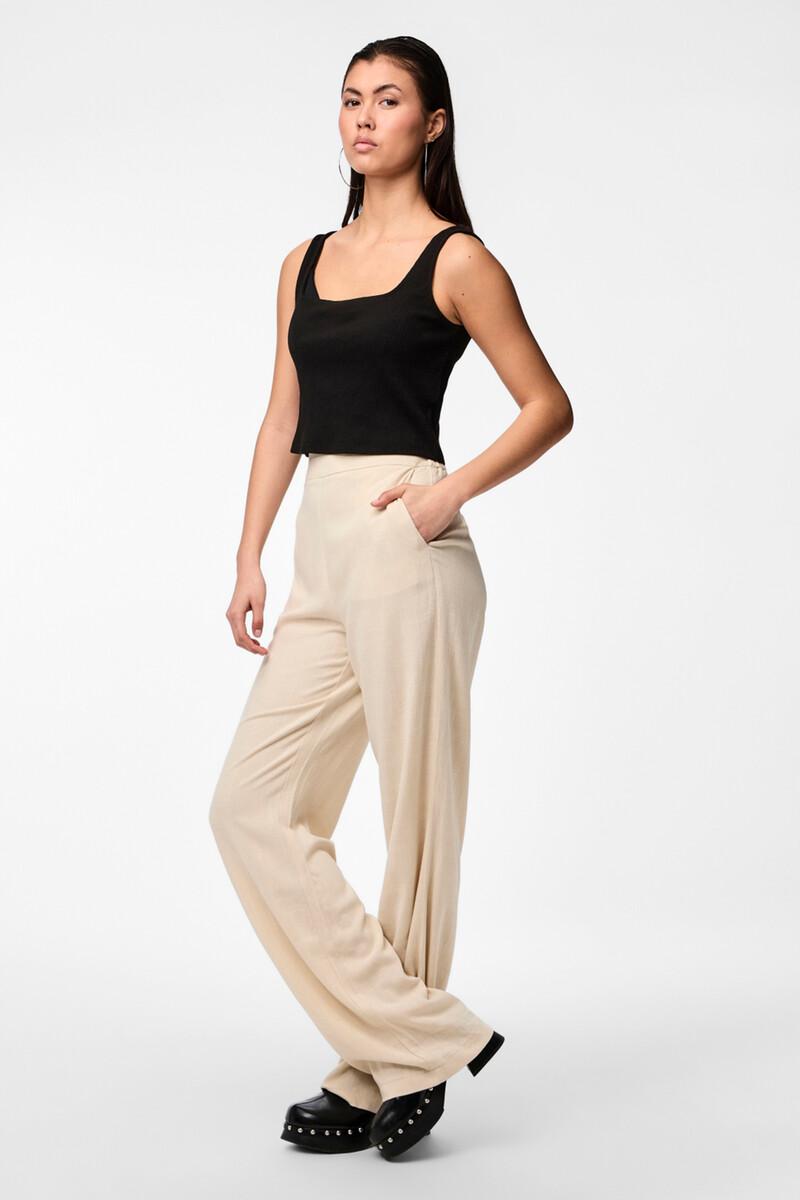 women'secret Pantalón lino de mujer fluido con cintura elástica
