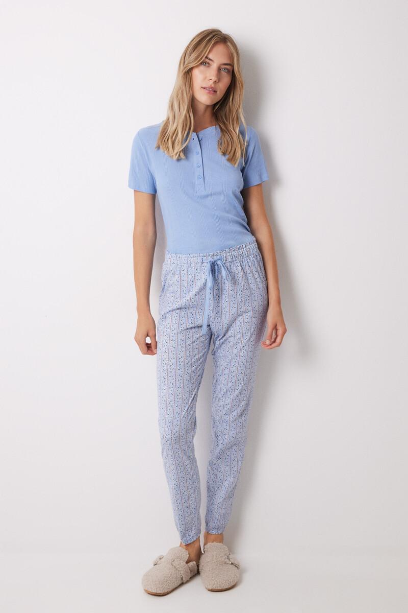 women'secret Pantalón pijama algodón flores rayas skinny