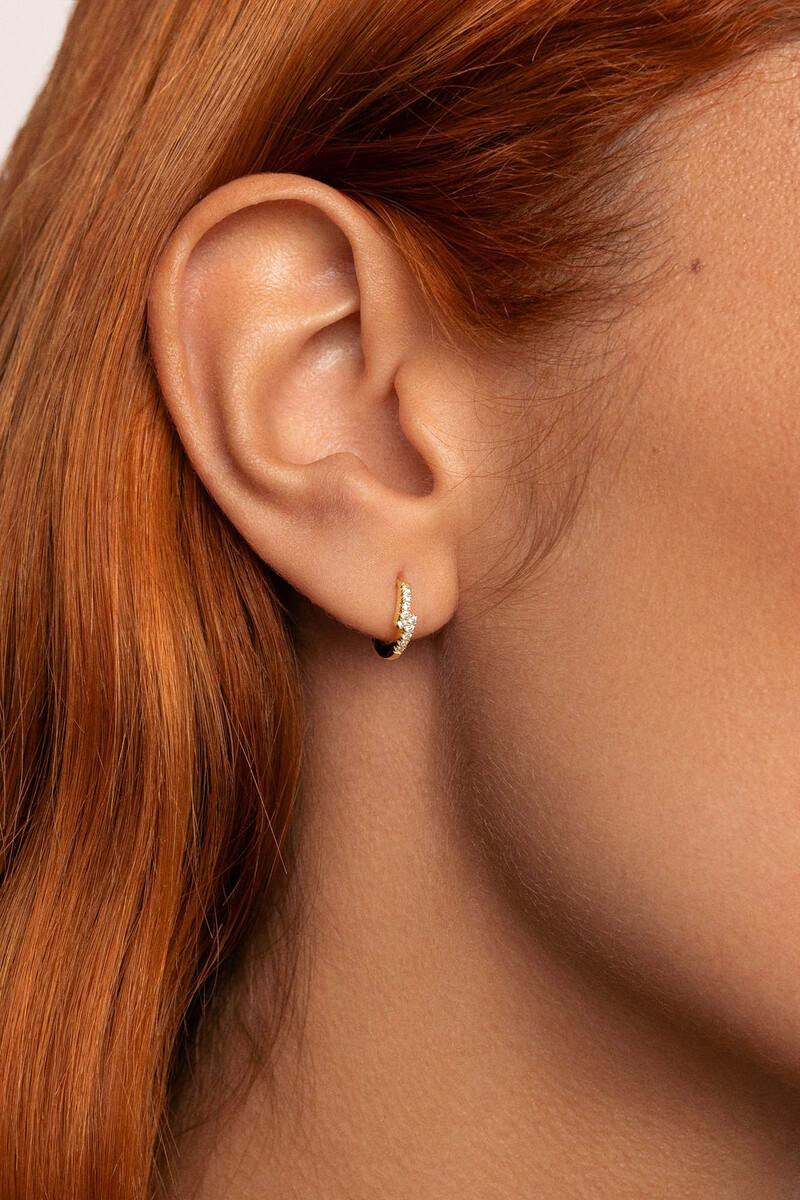 Women'secret Pendiente Suelto Aro Cleo Cruzado Plata Baño Oro