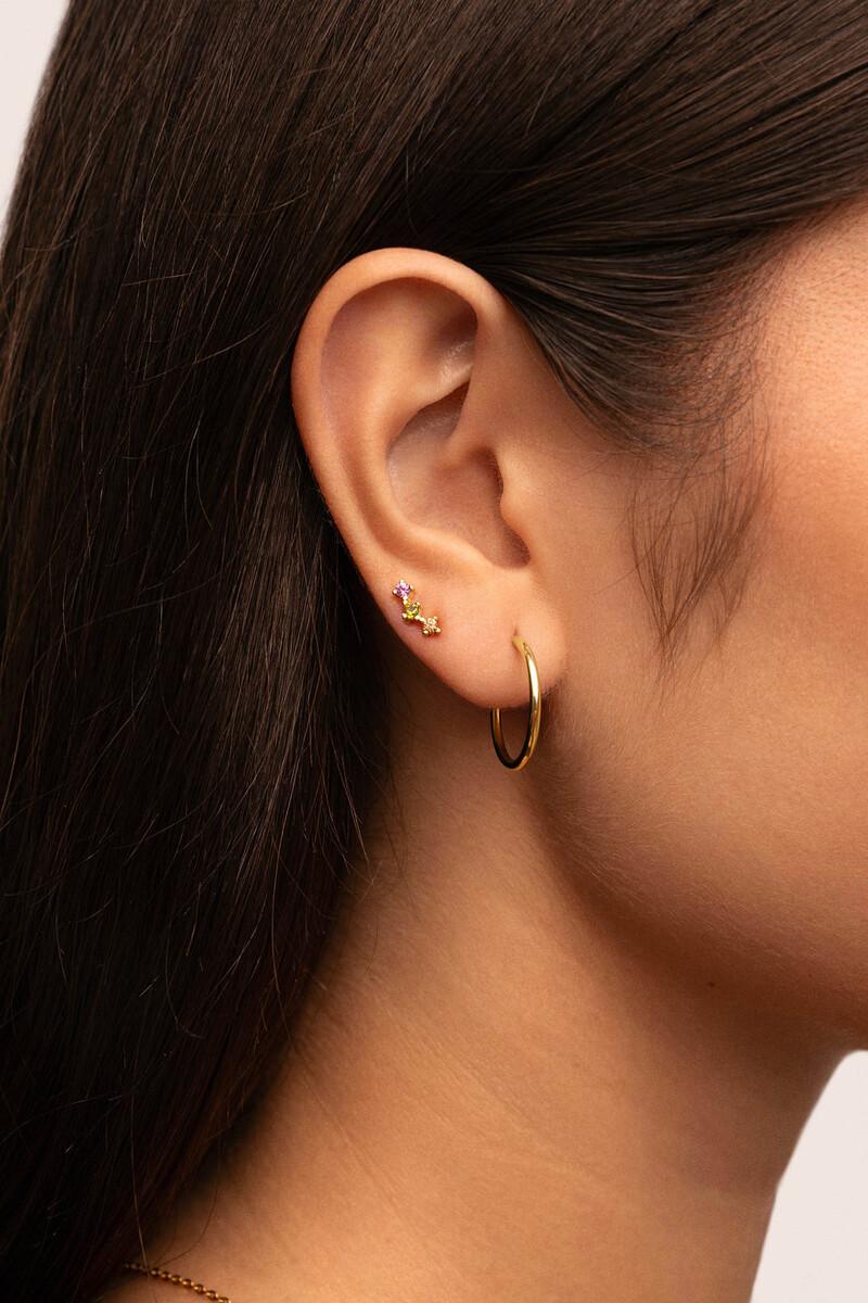 Women'secret Pendiente Suelto Triple Spark Color Plata Baño Oro