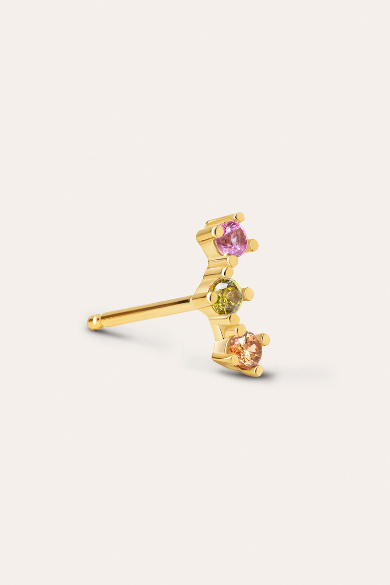 Women'secret Pendiente Suelto Triple Spark Color Plata Baño Oro