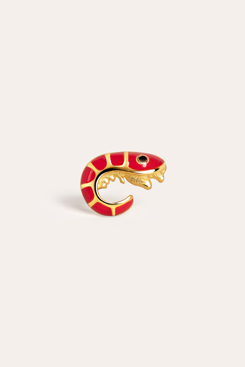 Women'secret Pendientes Suelto Prawn Enamel Baño Oro