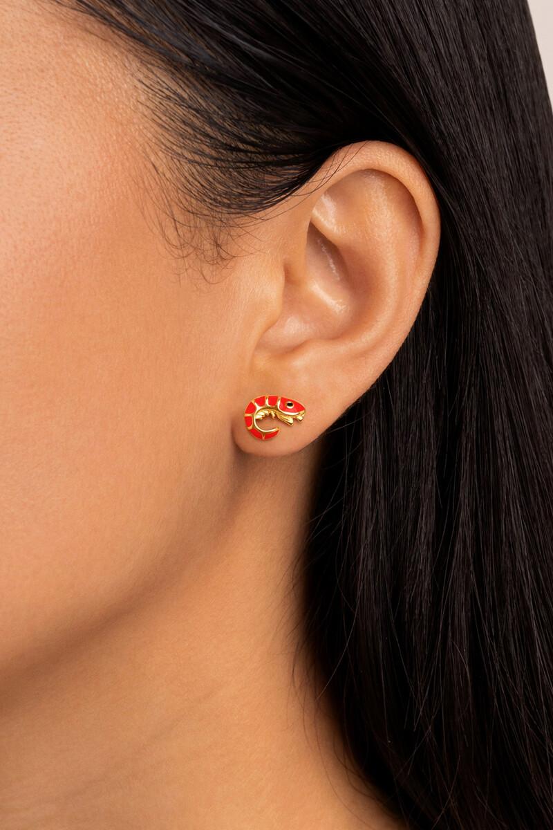 women'secret Pendientes Suelto Prawn Enamel Baño Oro