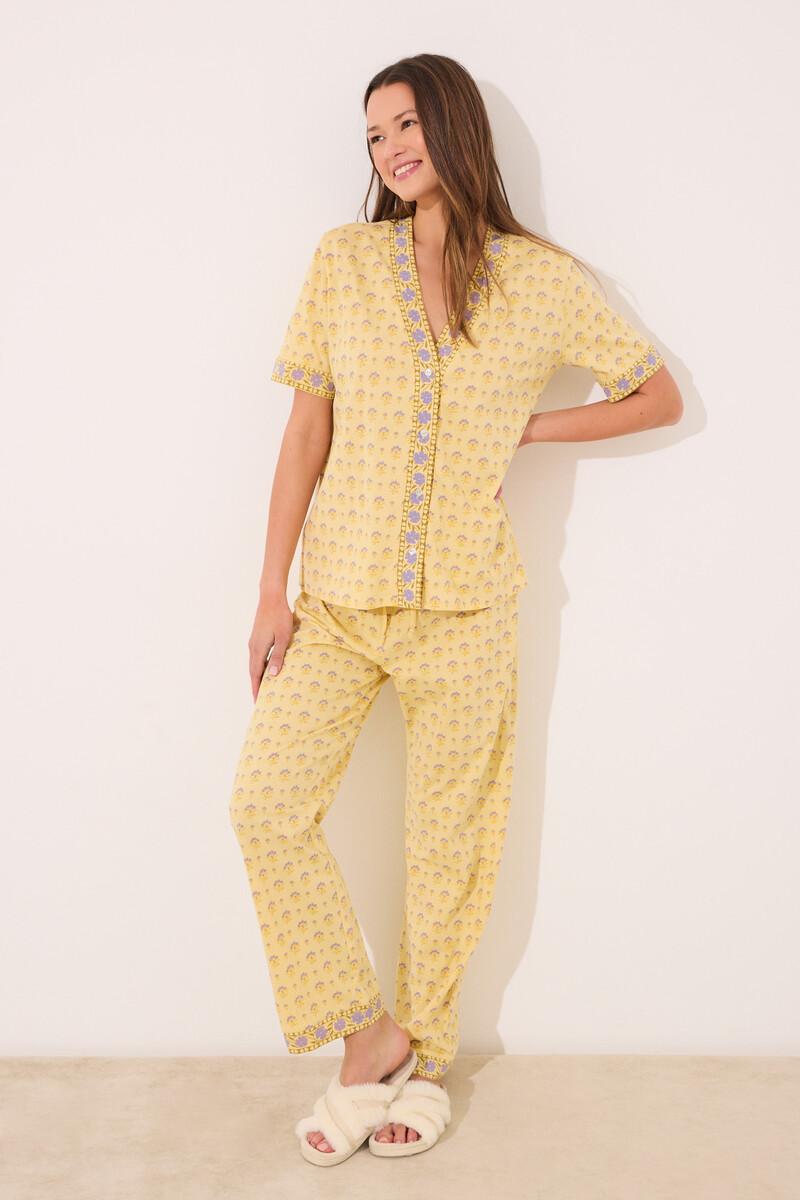 Women'secret Pijama 100% Algodón Amarillo Print Flores