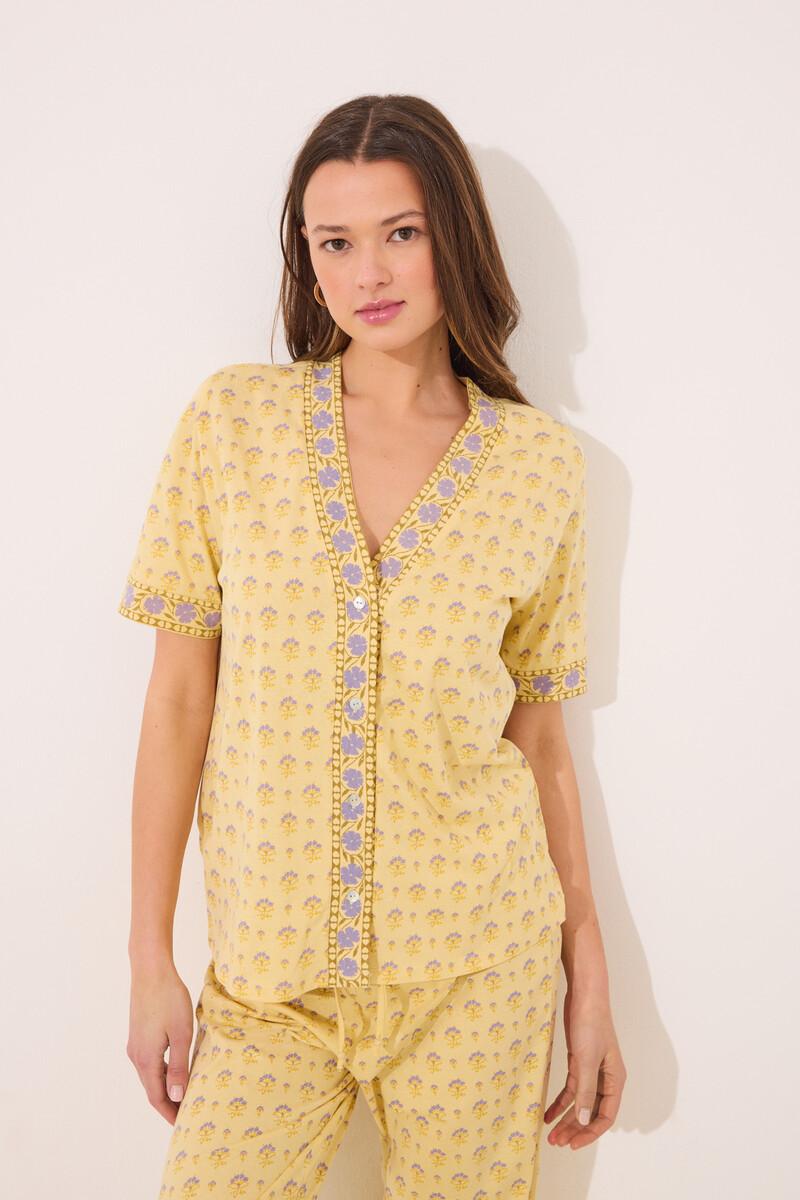 women'secret Pijama 100% algodón amarillo print flores