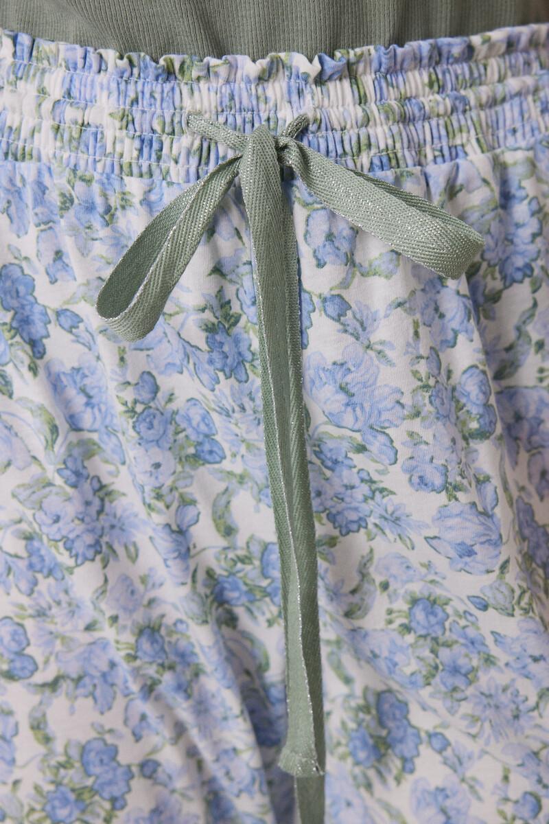 Women'secret Pijama 100% Algodón Canalé Verde Flores