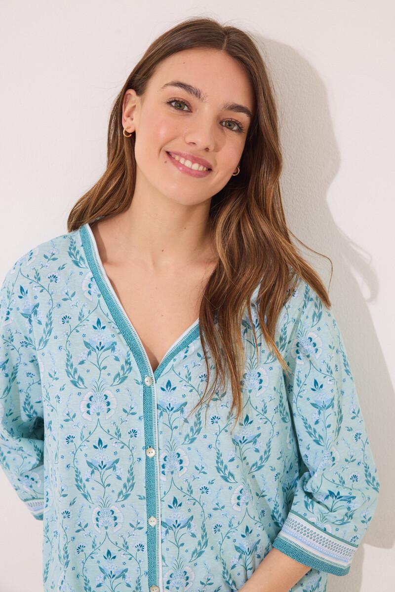 Women'secret Pijama 100% Algodón Verde Estampado Flores