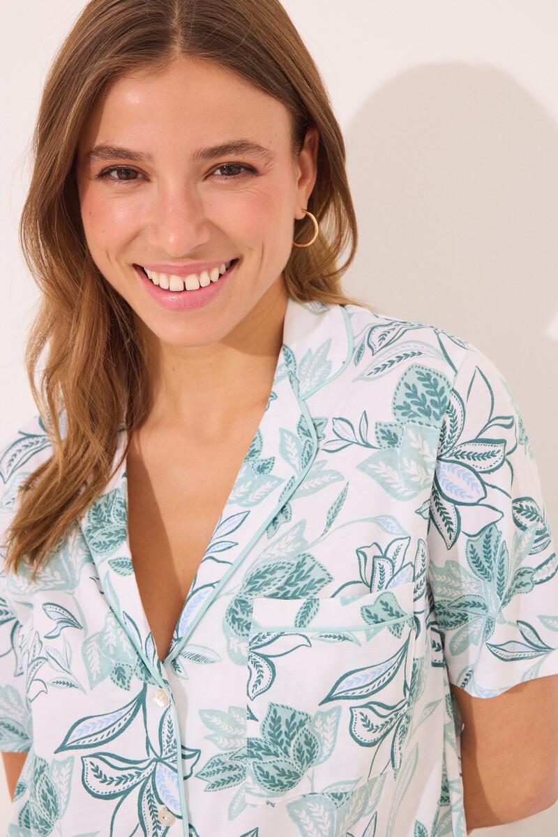 Women'secret Pijama Camisero 100% Algodón Flores Verdes