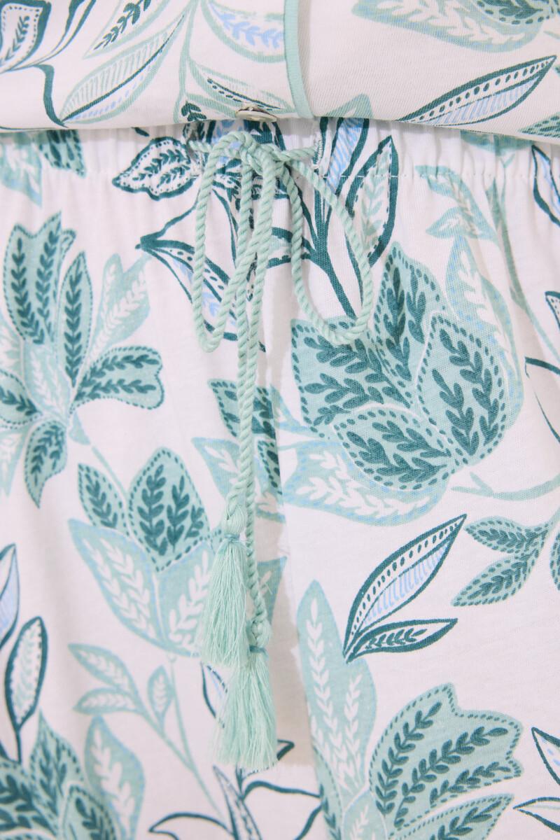 Women'secret Pijama Camisero 100% Algodón Flores Verdes