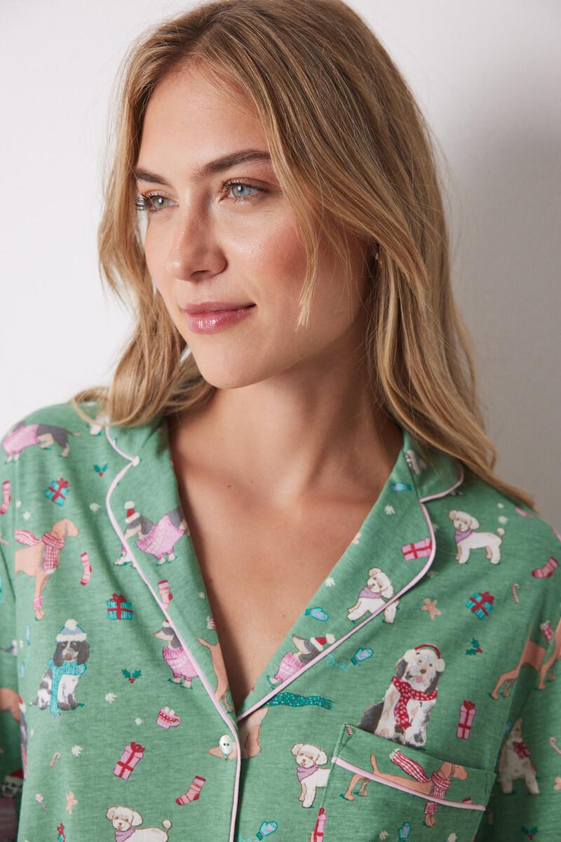 Women'secret Pijama Camisero 100% Algodón Perros Navideños