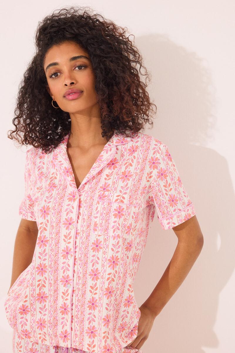 Women'secret Pijama Camisero Capri 100% Algodón Flores