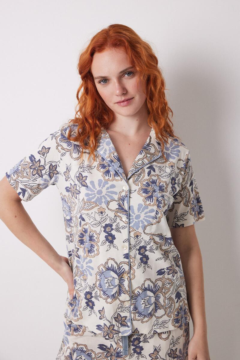 women'secret Pijama camisero Capri 100% algodón flores