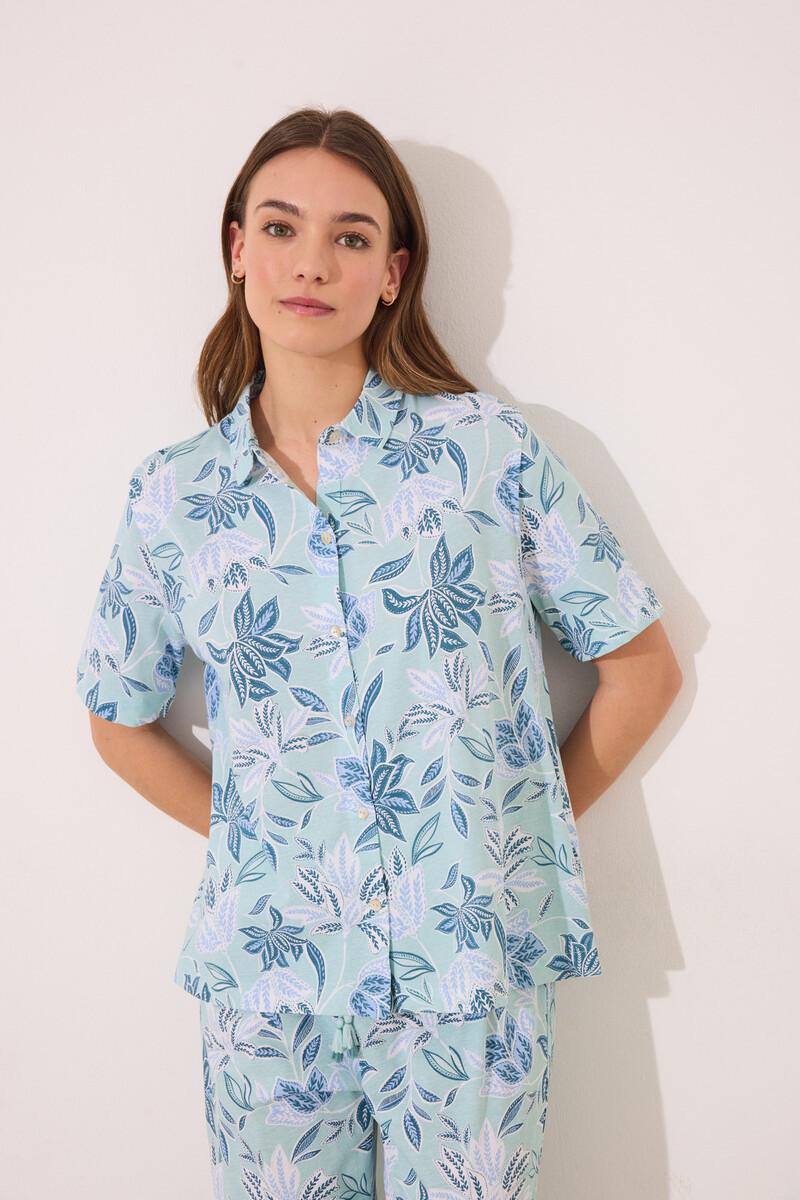 Women'secret Pijama Camisero Capri 100% Algodón Flores