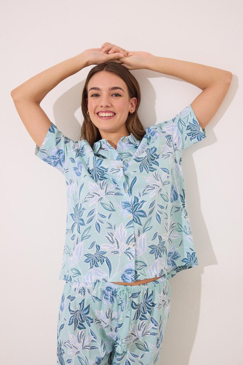 Women'secret Pijama Camisero Capri 100% Algodón Flores