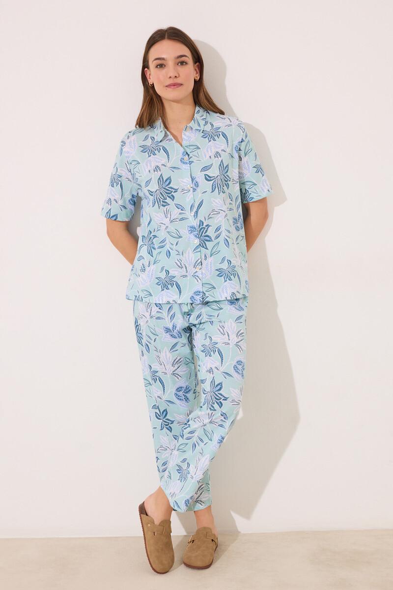 women'secret Pijama camisero Capri 100% algodón flores