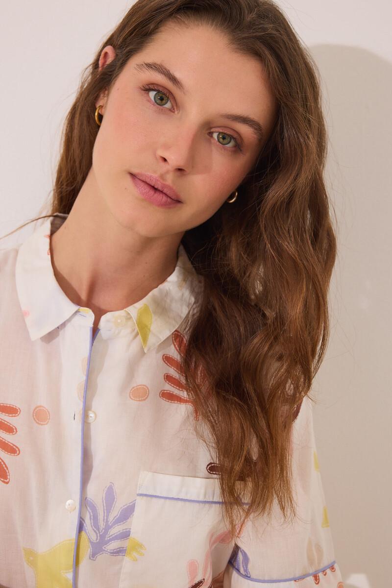 Women'secret Pijama Camisero Corto Viscosa Allover Hojas