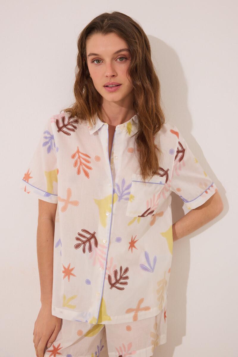 Women'secret Pijama Camisero Corto Viscosa Allover Hojas