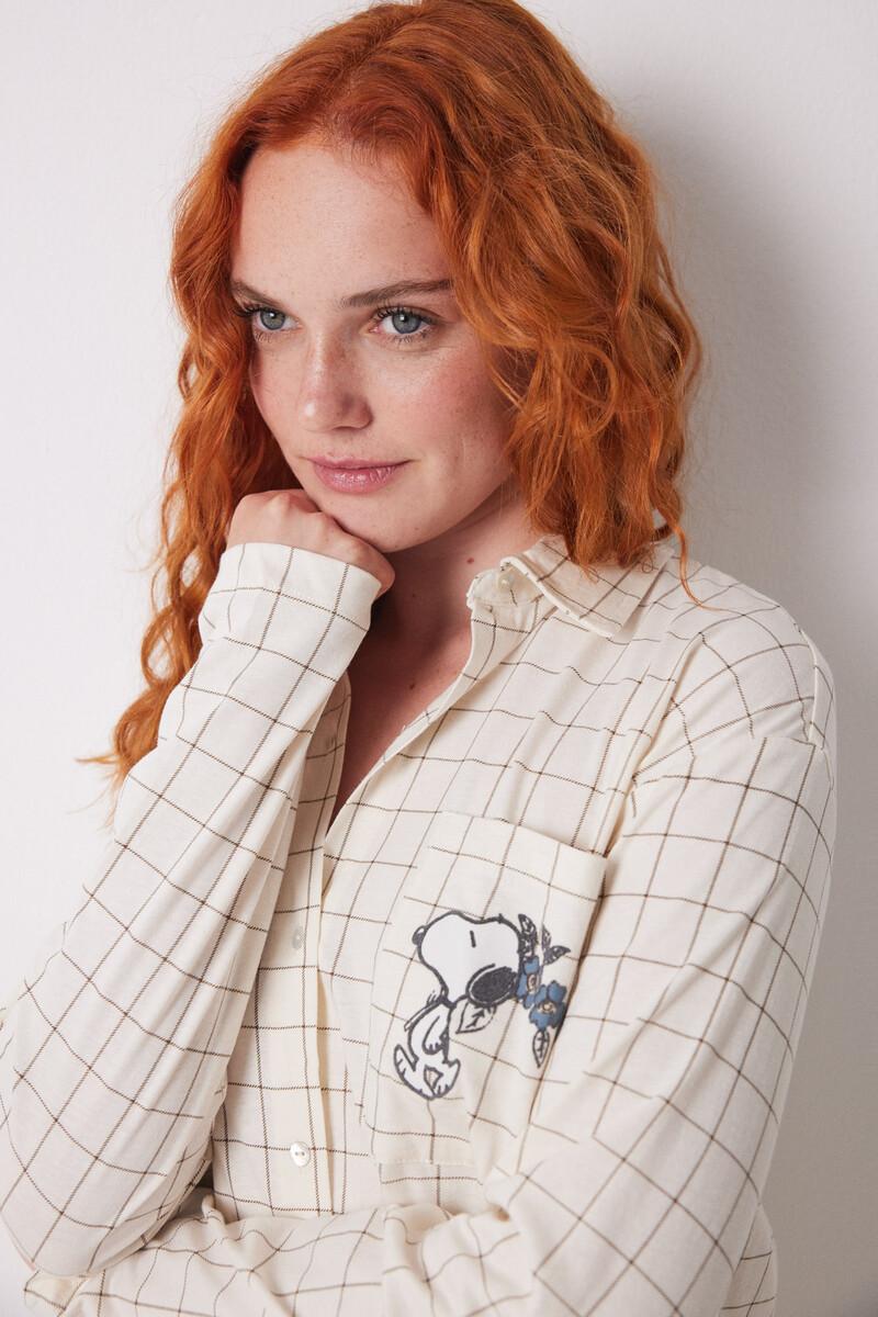 Women'secret Pijama Camisero Largo 100% Algodón Cuadros