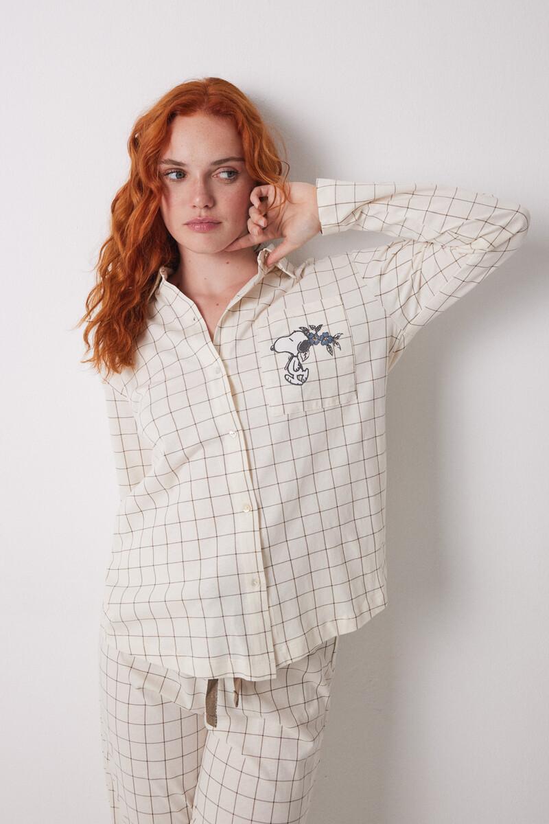 women'secret Pijama camisero largo 100% algodón cuadros