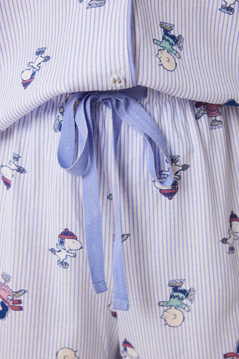 Women'secret Pijama Camisero Largo 100% Algodón Rayas Snoopy