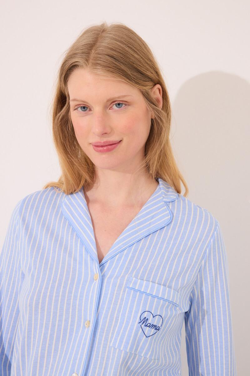 Women'secret Pijama Camisero "mamá" 100% Algodón Rayas