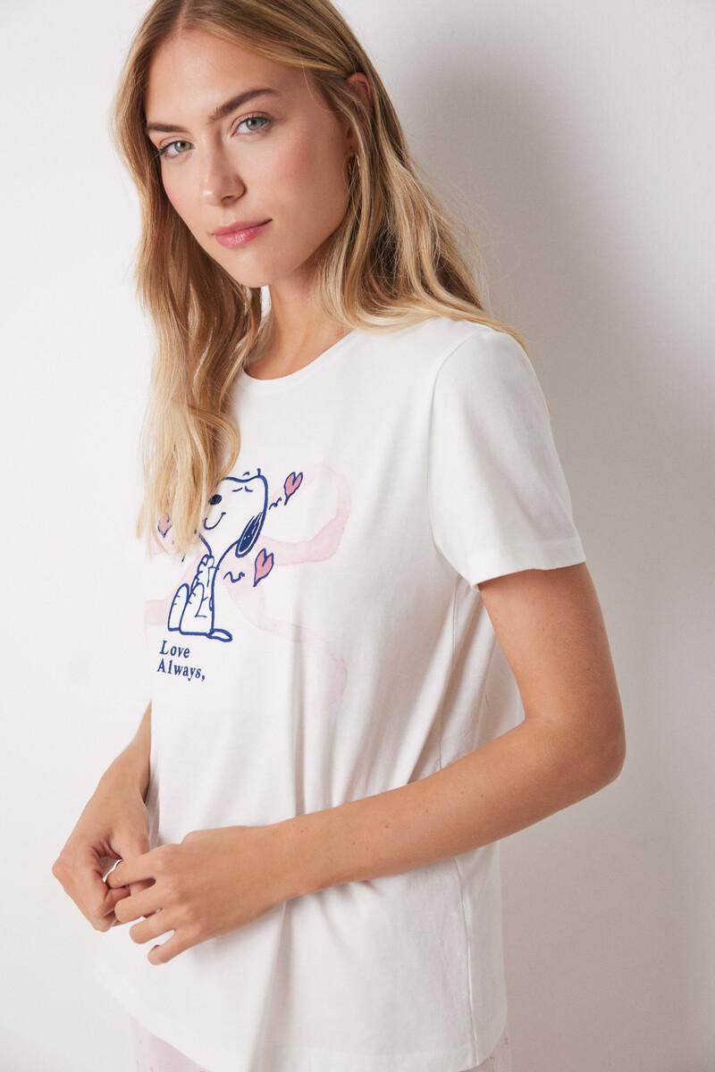 Women'secret Pijama Capri 100% Algodón Blanco Y Rosa