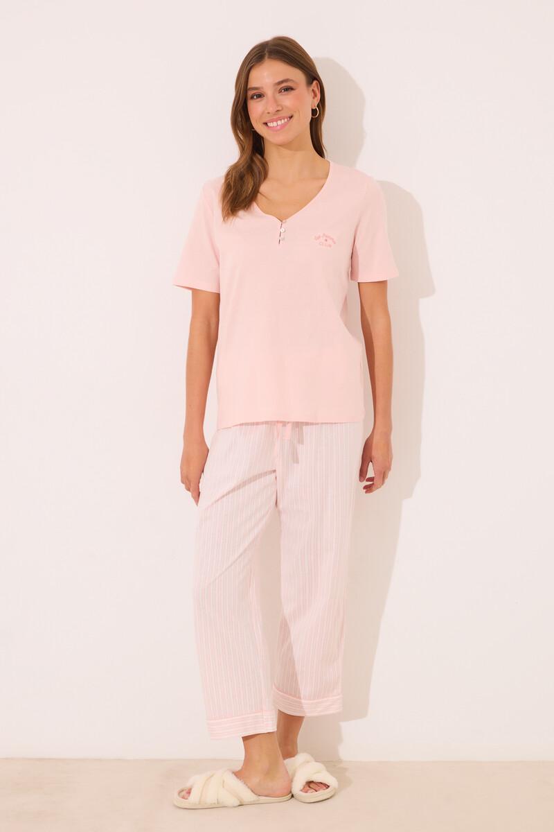 Women'secret Pijama Capri 100% Algodón Naranja Rayas