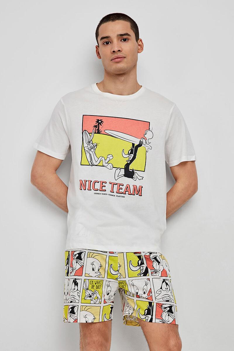 women'secret Pijama corto de hombre Looney Tunes blanco