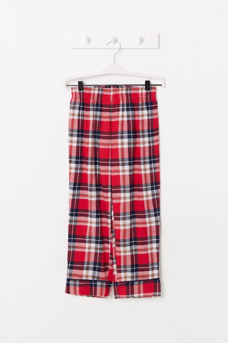 Women'secret Pijama Infantil Camisero Cuadros Rojo 100% Algodón