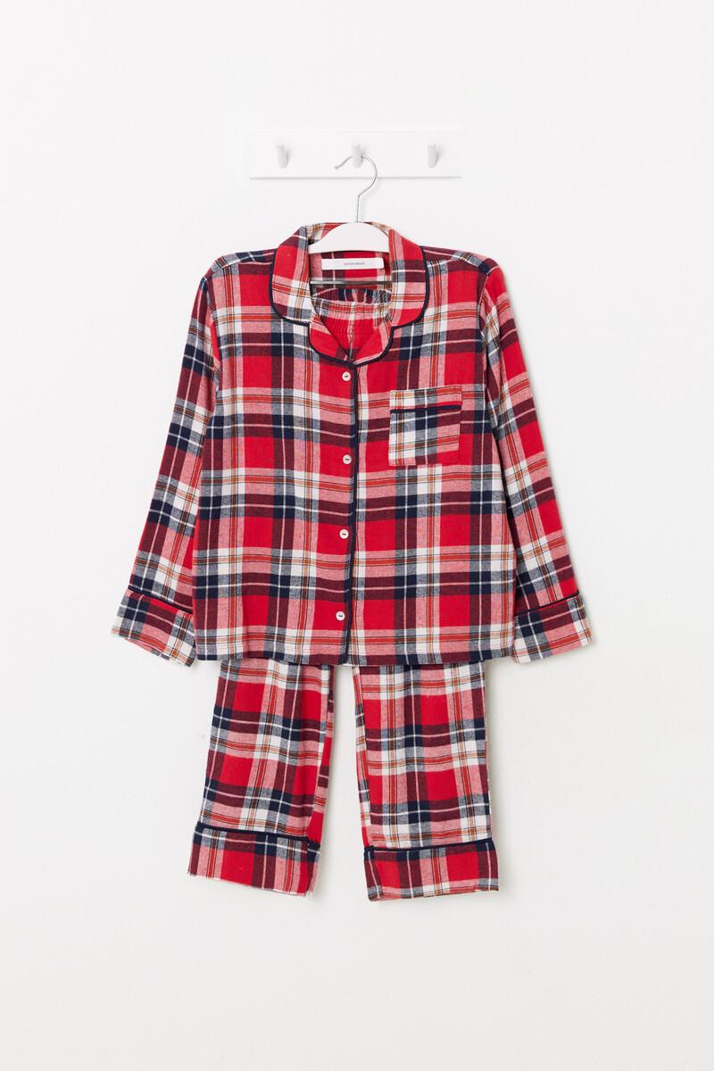 women'secret Pijama infantil camisero cuadros rojo 100% algodón