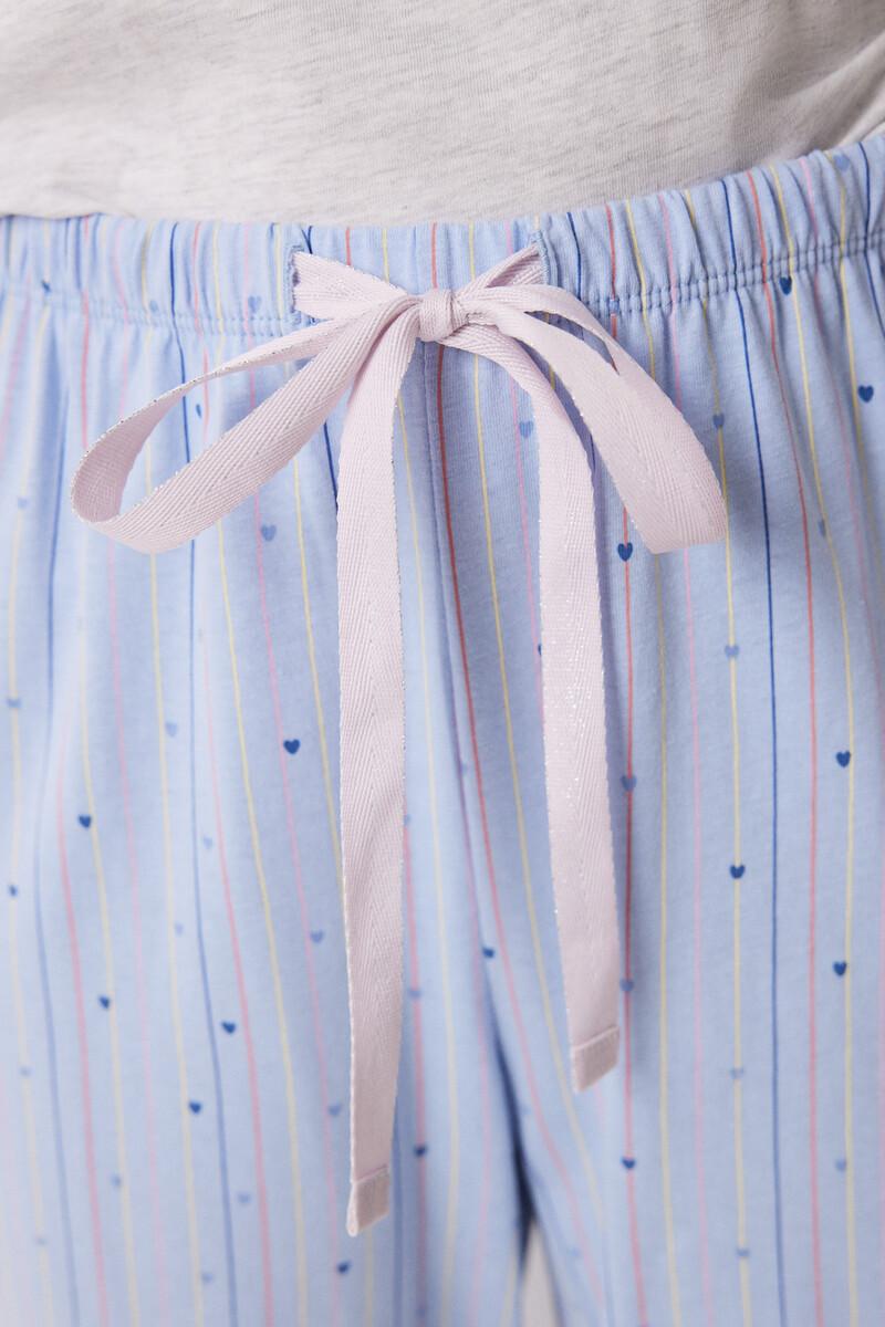 Women'secret Pijama Largo 100% Algodón Azul Corazones