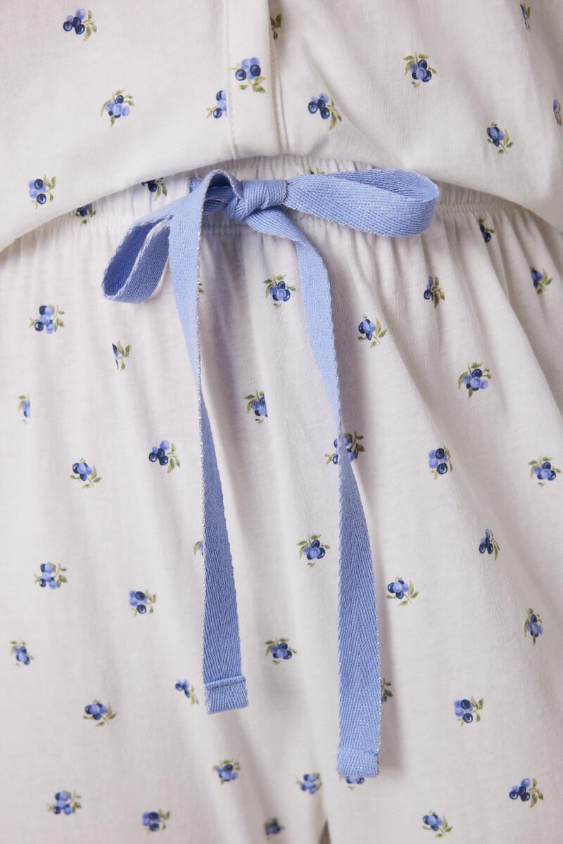 Women'secret Pijama Largo 100% Algodón Blanco Flores