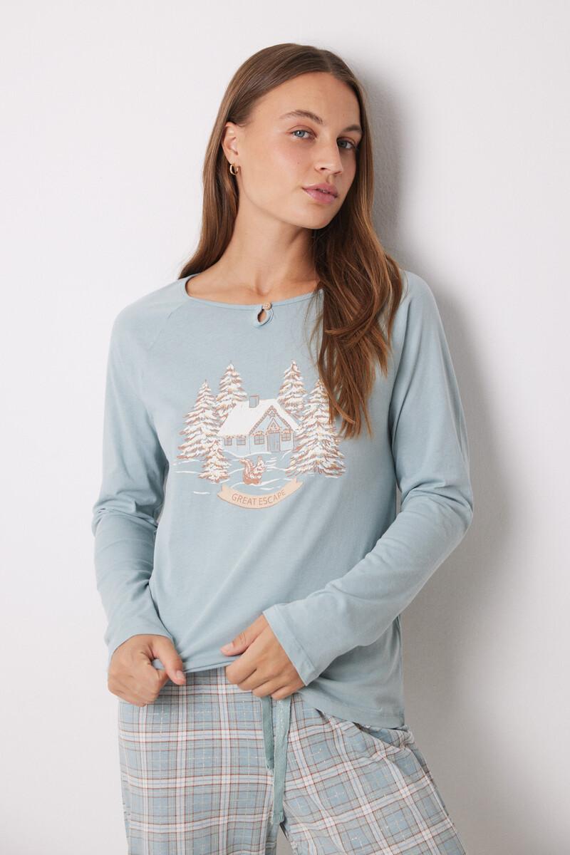 women'secret Pijama largo 100% algodón cuadros navideños