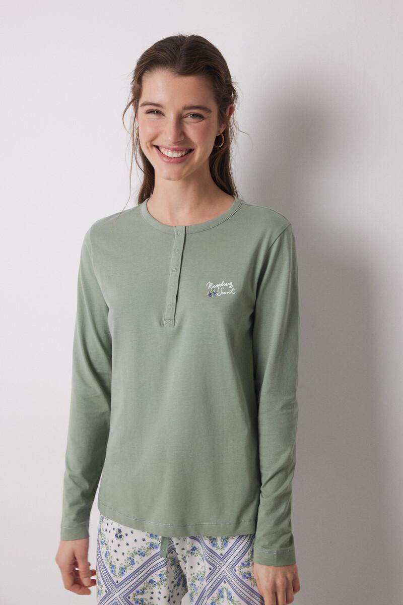 Women'secret Pijama Largo 100% Algodón Estampado Pañuelo