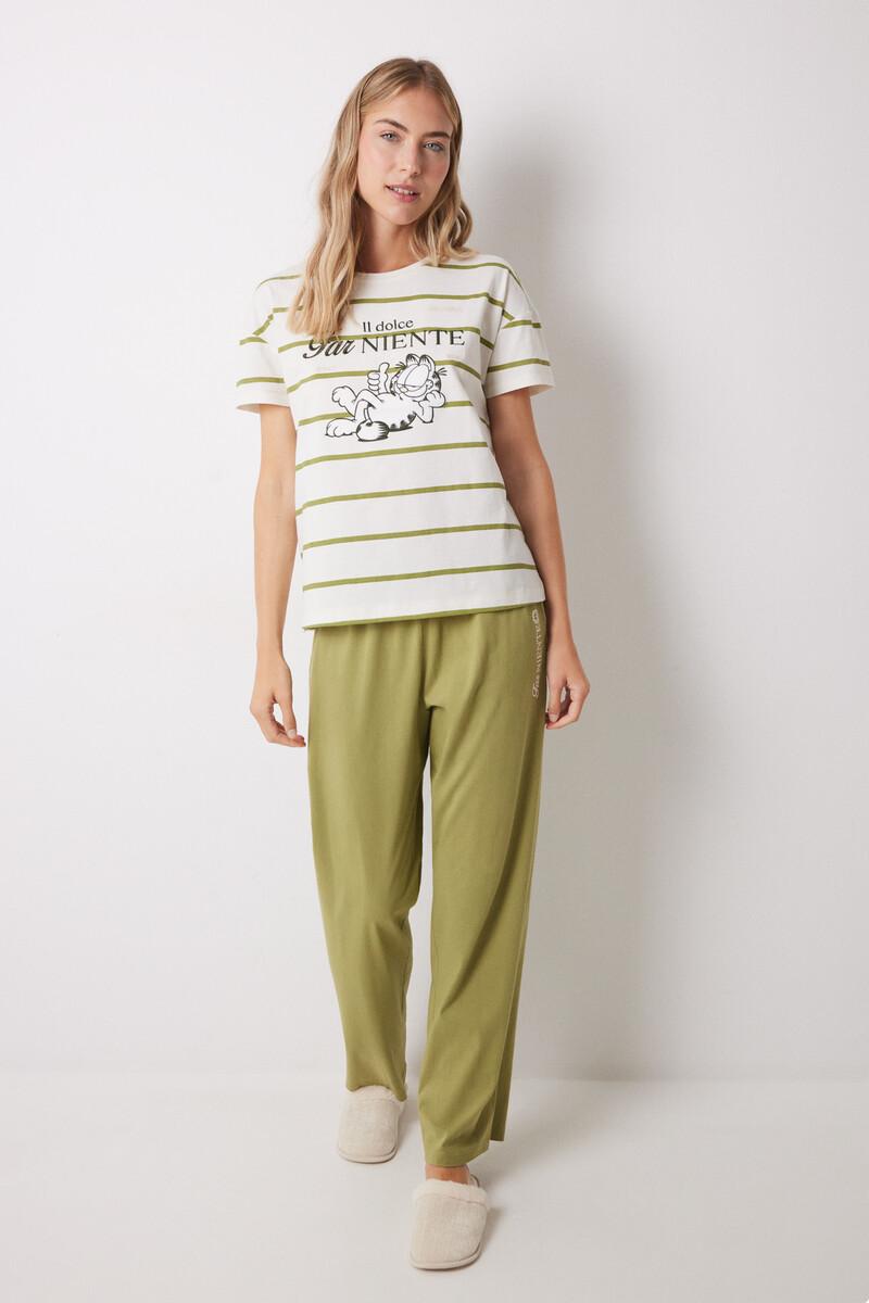 Women'secret Pijama Largo Algodón Garfield Manga Corta