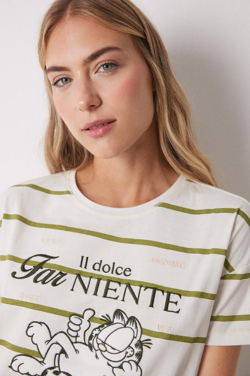 Women'secret Pijama Largo Algodón Garfield Manga Corta