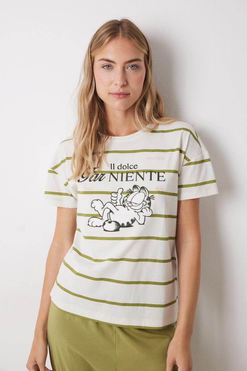 women'secret Pijama largo algodón Garfield manga corta