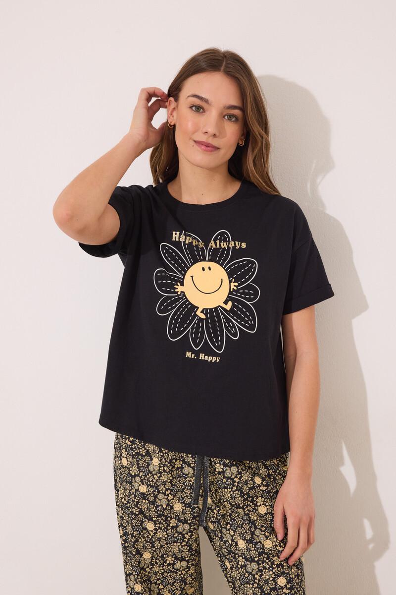 Women'secret Pijama Largo Algodón Smiley Manga Corta