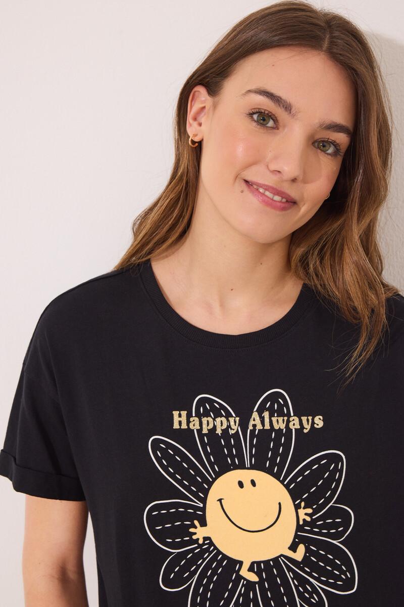 Women'secret Pijama Largo Algodón Smiley Manga Corta